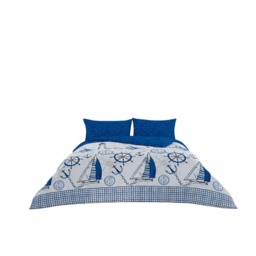 Pirate Duvet Cover Set Adventure Themed Bedding with Pillowcases Blue King