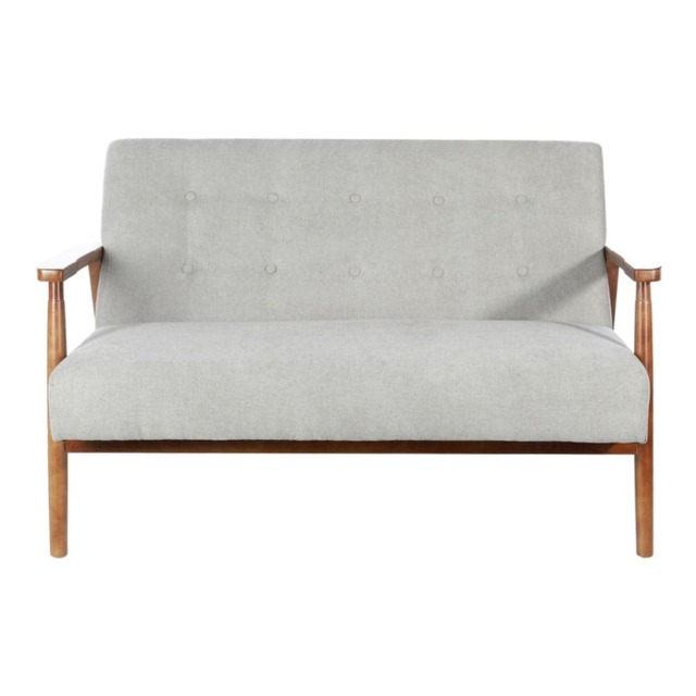 Living and Home Solid Wooden Frame Upholstered Tufted Sofa - Grey Grey