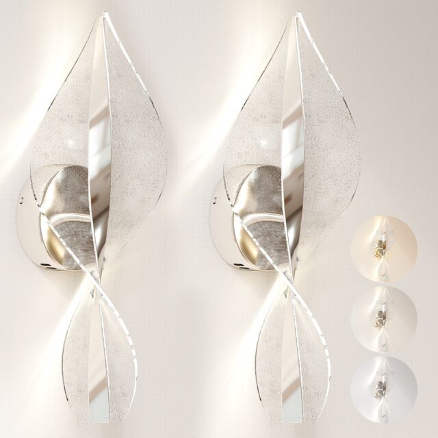 HOMCOM Led Wall Lamp 2 Pack, Modern Indoor Spiral Wall Light, Silver