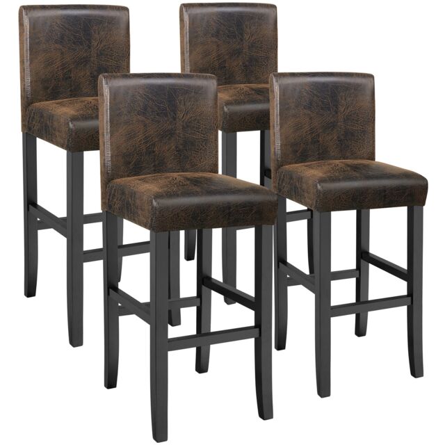Bar Stools with a padded backrest and faux leather cover Brown antique brown 41 x 40 x 107 cm 4
