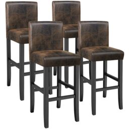 Bar Stools with a padded backrest and faux leather cover Brown antique brown 41 x 40 x 107 cm 4