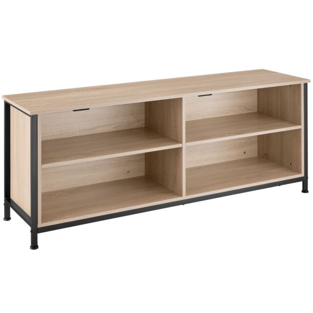 TV Stand Navan - 4 open compartments, 2 adjustable shelves, 4 cable cutouts Brown industrial wood light, oak Sonoma 147 x 41 x 60,50 cm 1