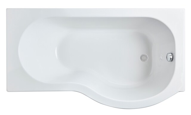 Balterley Modern P Shape Right Hand Shower Bath Tub with Leg Set White White