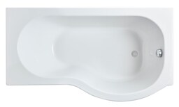 Balterley Modern P Shape Right Hand Shower Bath Tub with Leg Set White White