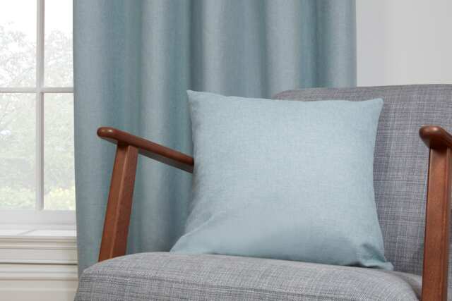 Eclipse - 100% Blackout Thermal Self-Lined Curtains - Eyelet - 100% Polyester (Duck Egg, Cushion Cover - 18'' x 18'' (Single)) Blue Blue