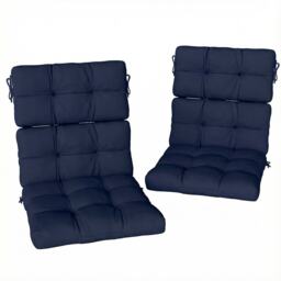 Outsunny 2pc Outdoor Seat Cushion with Backrest, Ties, for Garden, Dark Blue Blue Dark Blue 112L x 56W x 8H cm