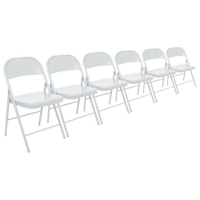 Harbour Housewares Metal Folding Chairs - Matt White - Pack of 6 White Matt White