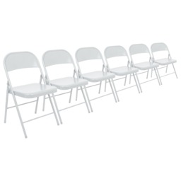 Harbour Housewares Metal Folding Chairs - Matt White - Pack of 6 White Matt White