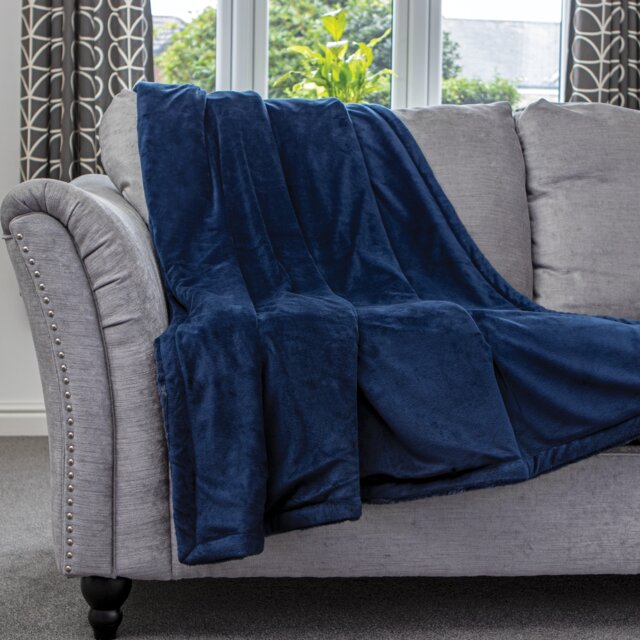 Dreamcatcher Navy Blue Faux Fur Blanket Throw 160x130cm Blue Blue One Size 1