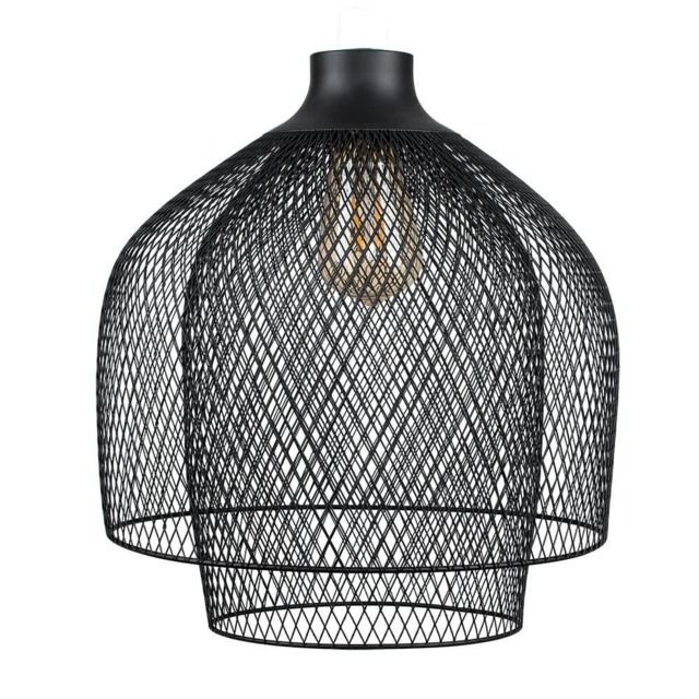 ValueLights Sigmund Matte Black Mesh 2 Tier Ceiling Pendant Shade Black
