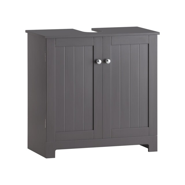 SoBuy Under Sink Bathroom Cabinet with 2 Doors and Adjustable Shelf, Dark Gray, 23.6x11.8x23.6 inches, 10.2 kg - BZR18-DG