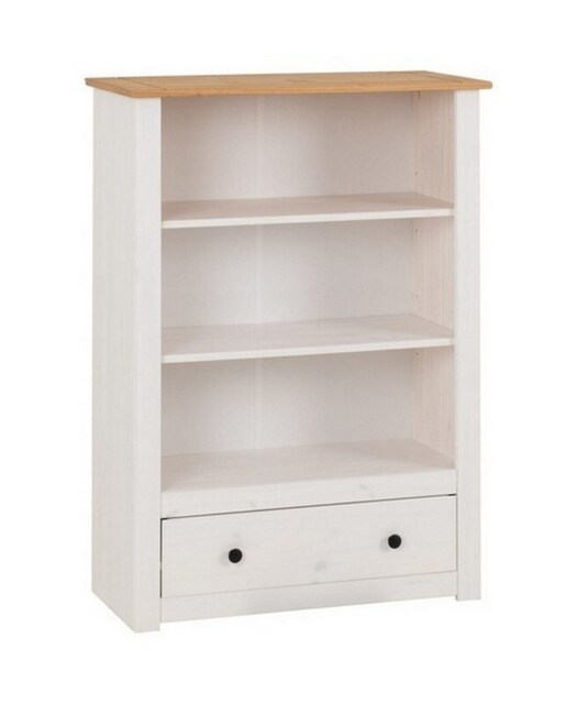 Panama 1 Drawer Bookcase - L35 x W80 x H110.5 cm - White/Natural Wax White
