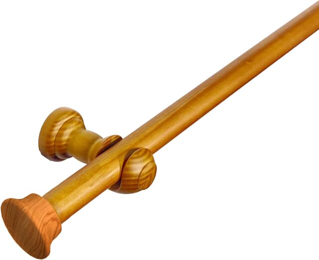 Lister Cartwright 28 mm Eyelet Wooden Curtain Pole Set Fixed Length (Aged Oak Traditional Stopper, 240 cm)
