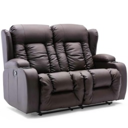 Caesar 2 Seater Manual High Back Bonded Leather Recliner Sofa (Brown)