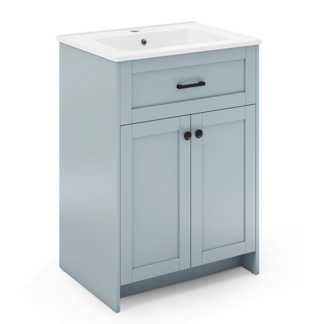 COSTWAY Bathroom Vanity Storage Cabinet w/2 Doorsy Grey 1