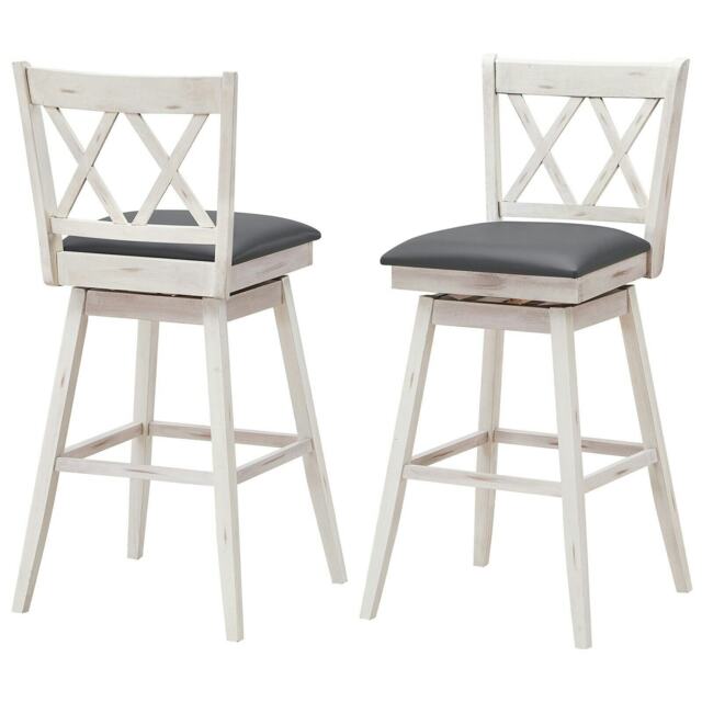 COSTWAY 74cm Set of 2 Bar Stools Counter Height Chair White White