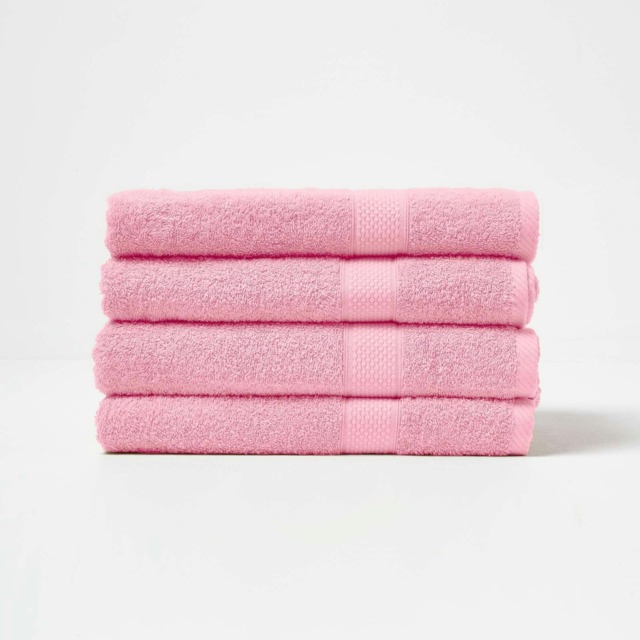 Homescapes Turkish Cotton Bath Towel Set of 4 - Pink Pink Bath towel 4