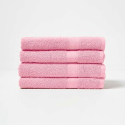 Homescapes Turkish Cotton Bath Towel Set of 4 - Pink Pink Bath towel 4