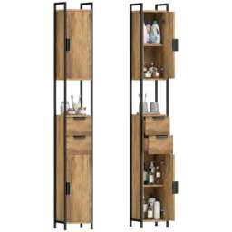 HOMCOM Freestanding Bathroom Cabinet with Drawers and Shelves, Brown