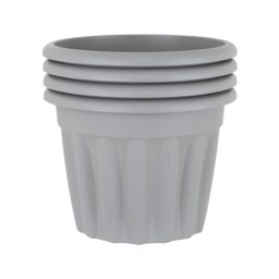 Wham Vista 4 x 40cm Round Plastic Garden Planters Grey Upcycle Grey