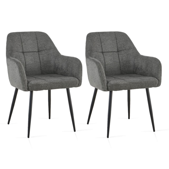 SONARA Dining Chair Set of 2, Water-Repellent Plush Chenille Upholstered for Dining Room Black