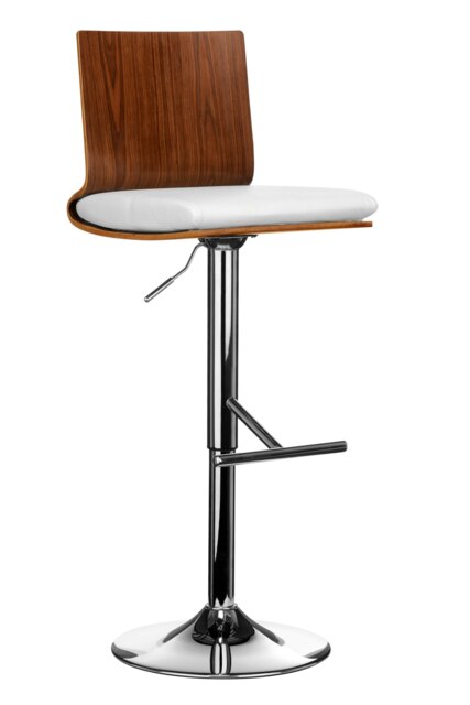 Orsina Walnut and White Bar Chair with Square Back,Footrest Living Bar Chair