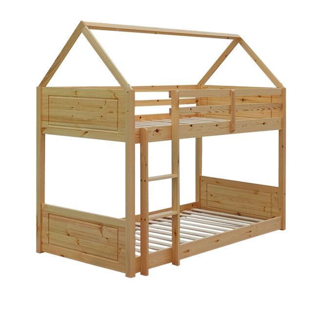 3ft Single House Style Bunkbed In Natural
