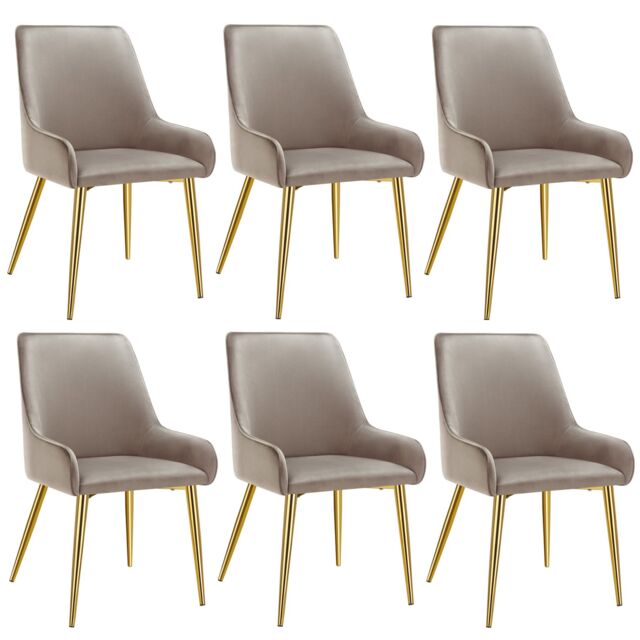 Dining Chair Avane - velvet look, padded armchair, high backrest and armrests Brown taupe One Size 6