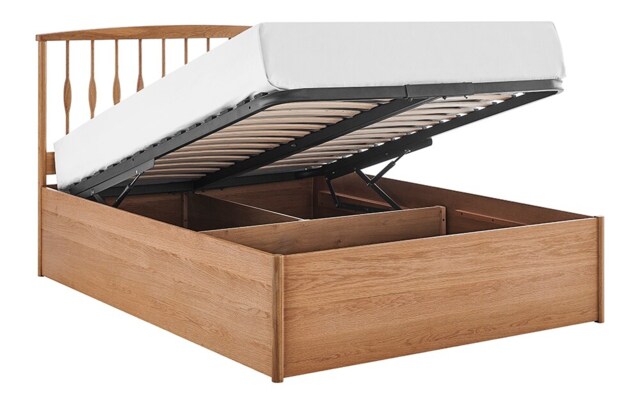 5ft King Size Ottoman Lift Up Storage Real Oak Wood Wooden Bed Frame