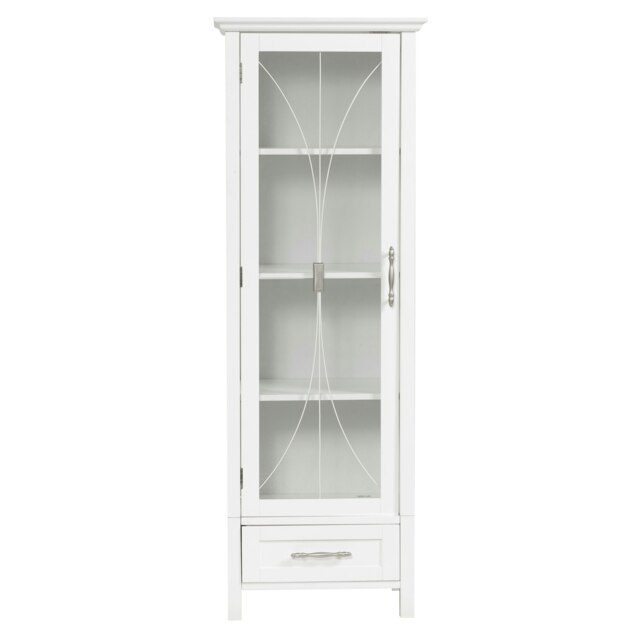 Teamson Home Bathroom Wooden Free Standing Tall Linen Storage Cabinet Tower, White