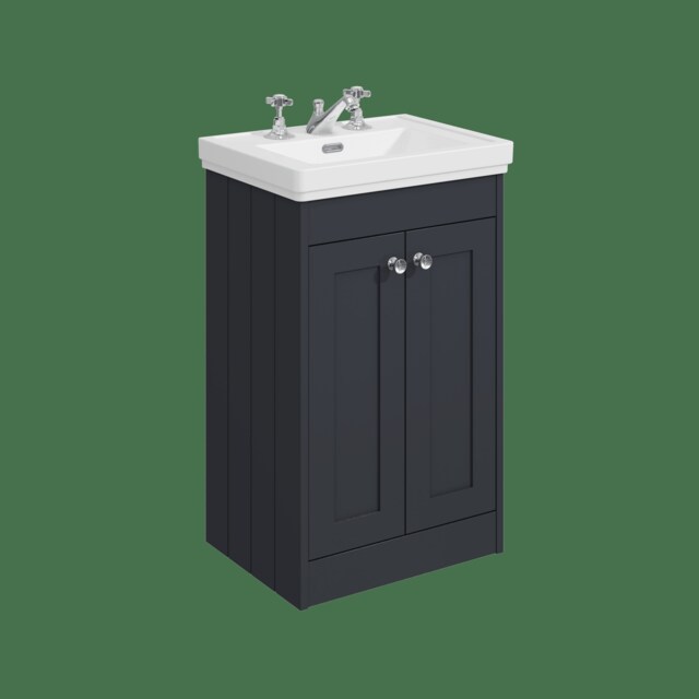 Balterley Floor Standing 2 Door Unit with Classic Basin 3 Tap Hole Grey 800 x 500 x 390mm