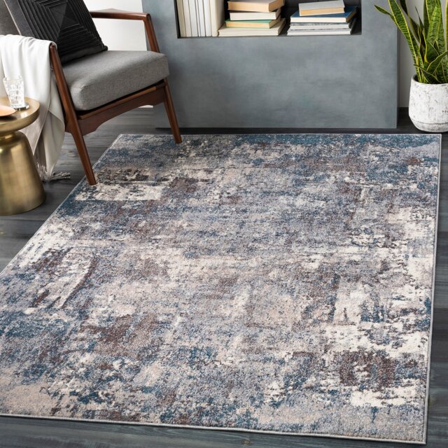 LIVABLISS Ankara-Abstract Modern Marble Rug 140 x 200 cm Blue Beige