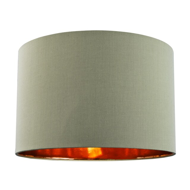 "Contemporary Olive Cotton 12"" Table/Pendant Lamp Shade with Shiny Copper Inner Green Olive Green 1"