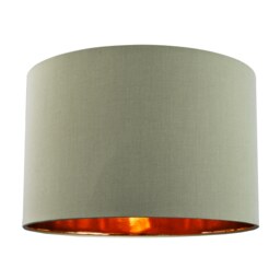 "Contemporary Olive Cotton 12"" Table/Pendant Lamp Shade with Shiny Copper Inner Green Olive Green 1"