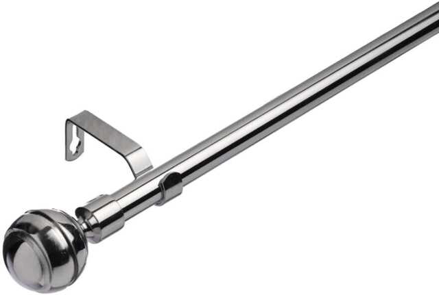 19 mm Extendable Metal Curtain Poles, Chrome (Cage Finials, 210 - 320 cm)