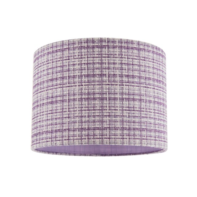 Cross Hatch Design Textured Linen Fabric Lamp Shade in Lilac and White Purple Lilac 1