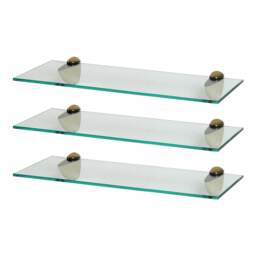 Harbour Housewares Floating Glass Shelf - 50cm - Metallic Brackets - Bathroom Shower Storage Vanity Display Unit Shelf Gold Gold 3