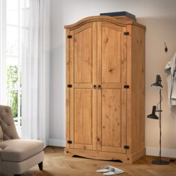 Mercers Furniture Corona 2 Door Arch Top Wardrobe Double Robe Solid Wood Pine Wooden Bedroom with Mexican Styling