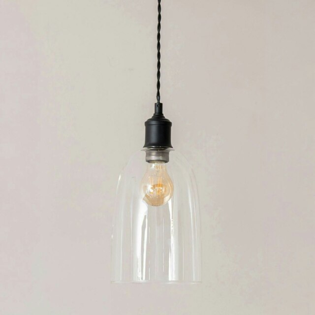ValueLights Kira Glass Dome 3 Drop Bar Matte Black Diner Ceiling Pendant Light with Bulbs Black