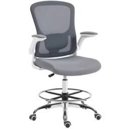 HOMCOM Ergonomic Tall Office Chair, 360 Degree Swivel Task Stool Grey Charcoal grey