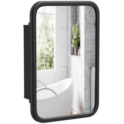 HOMCOM Bathroom Wall Cabinet with Mirror Black Black Black 50 x 12 x 76 cm