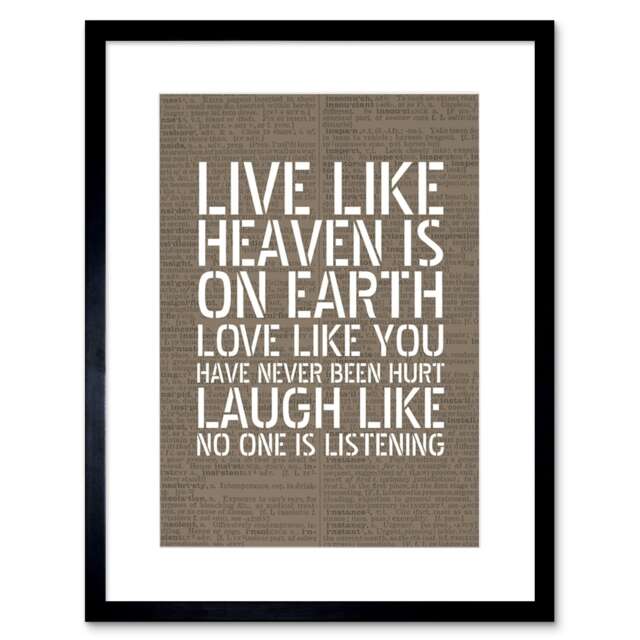 "Dictionary Page Quote Live Love Laugh 9x7"" Black Framed Wall Art Print"
