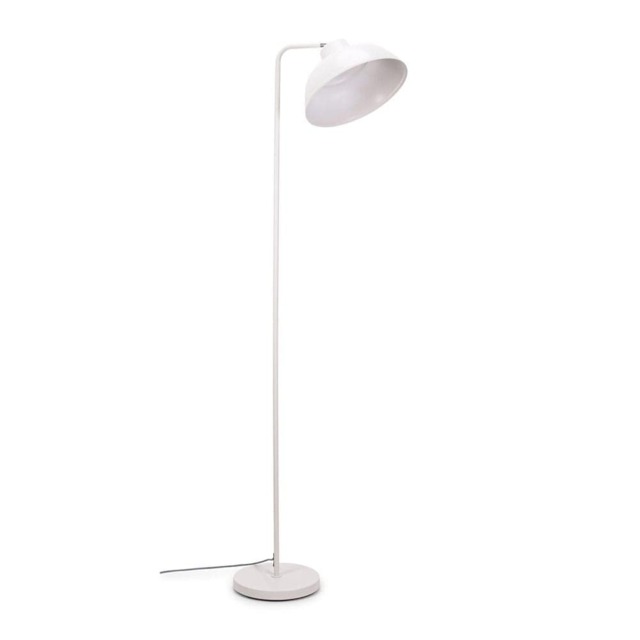 ValueLights Morris White Retro Dome Metal Freestanding Floor Lamp and Bulb