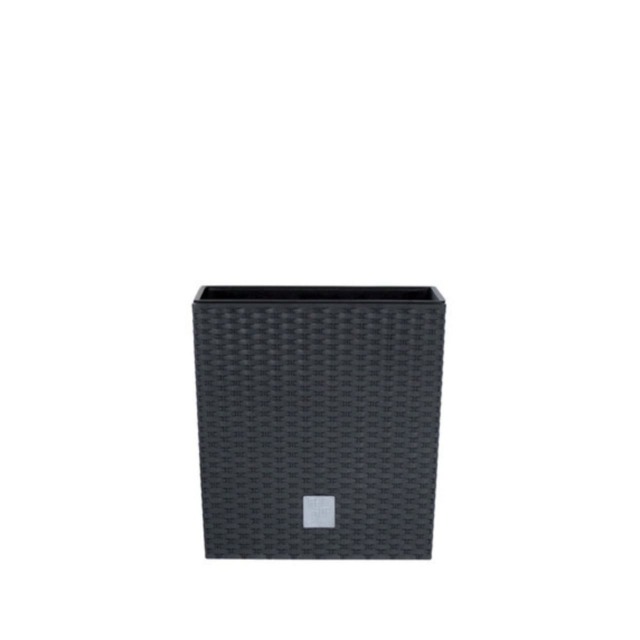 20cm Rato Rattan Design Plant Pots Square -1-2 Pack Black Black & Set of 1 1