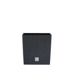 20cm Rato Rattan Design Plant Pots Square -1-2 Pack Black Black & Set of 1 1