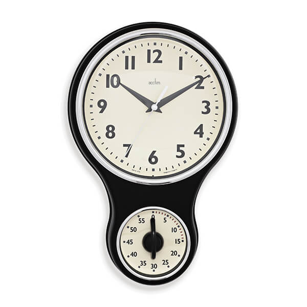 Acctim Kitchen Time Black Wall Clock