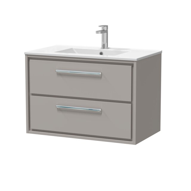 Balterley Modern Bathroom Wall Hung 2 Soft-Close Drawer Vanity Unit & Basin Grey Pebble Grey 1