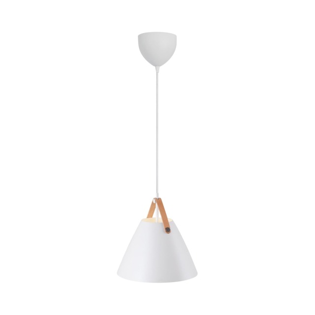 Nordlux Strap Indoor Pendant Light White Metal E27 Brown & Black Strap - Mains Powered, IP20