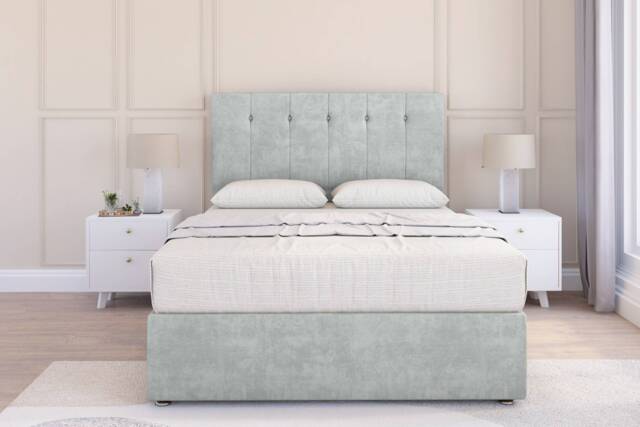 Sloomy Highbury Silver Naples Divan Bed Base No Drawers With 26 Inch Strutted Headboard Silver Silver Small Single 1