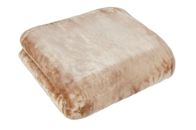 Dyed Mink Faux Fur Polyester Super Soft Cosy Plain Throw Brown Latte L 1